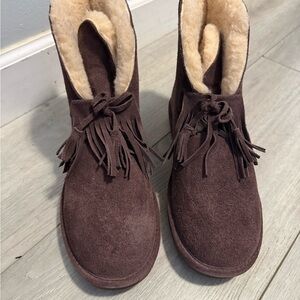 BearPaw Brown Suede Fringe Boots